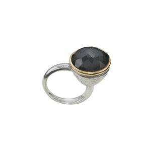 BEATRIX OST BLACK HEMATITE & CRYSTAL RING