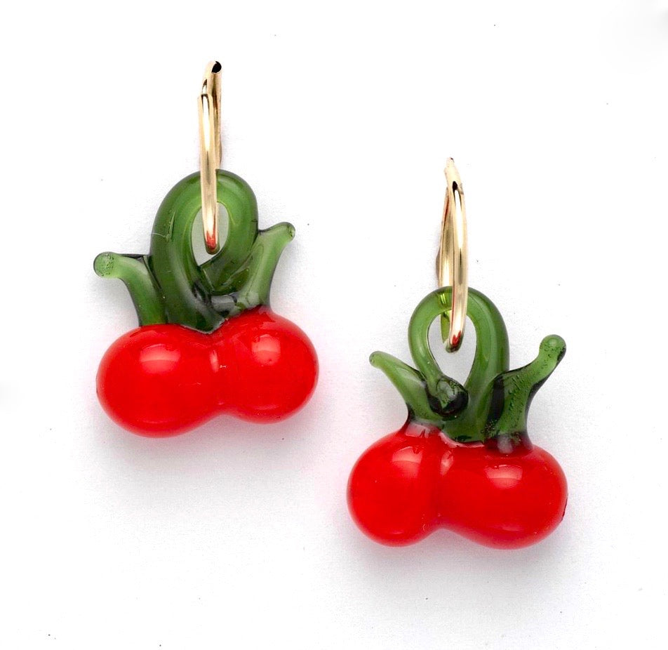 Cherry Hoop Earrings