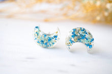 Load image into Gallery viewer, CUSTOM Real Pressed Flowers and Resin Celestial Moon Stud Earrings
